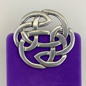 💛 Vintage Pewter St Justin Large Celtic Knot Brooch | Interlocking Knot Work